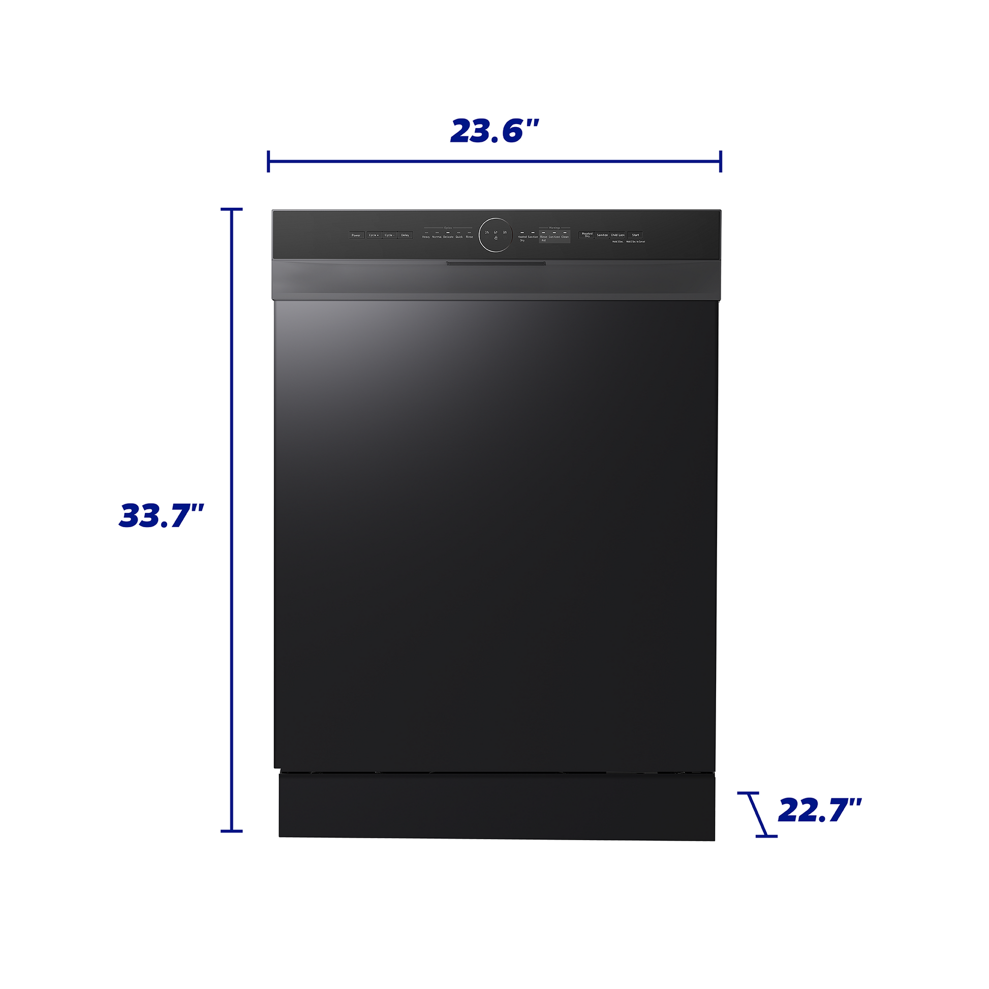Black front control hybrid dishwasher with digital interface and compact dimensions from dishwashers collection
