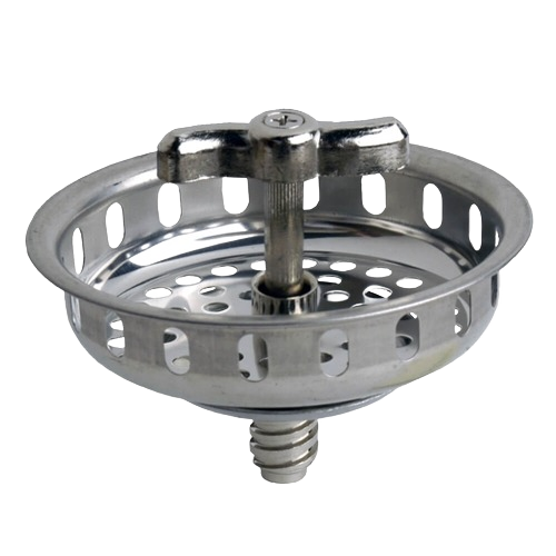 Chrome-plated twist-lock strainer basket for sink drain protection in plumbing parts and home improvement tools under $50 category