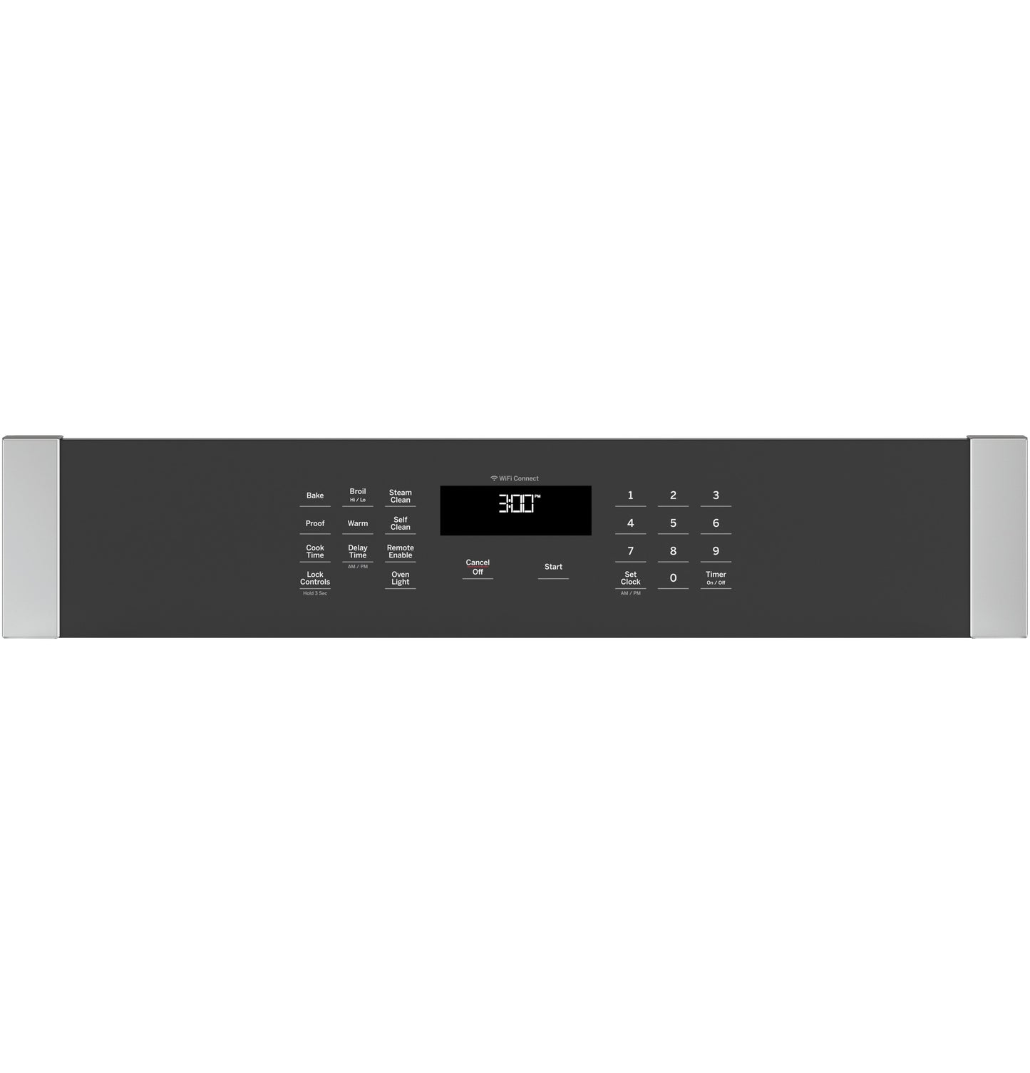 Control panel with digital display and touch buttons for cooking modes and timer on built-in oven from Single Wall Ovens collection
