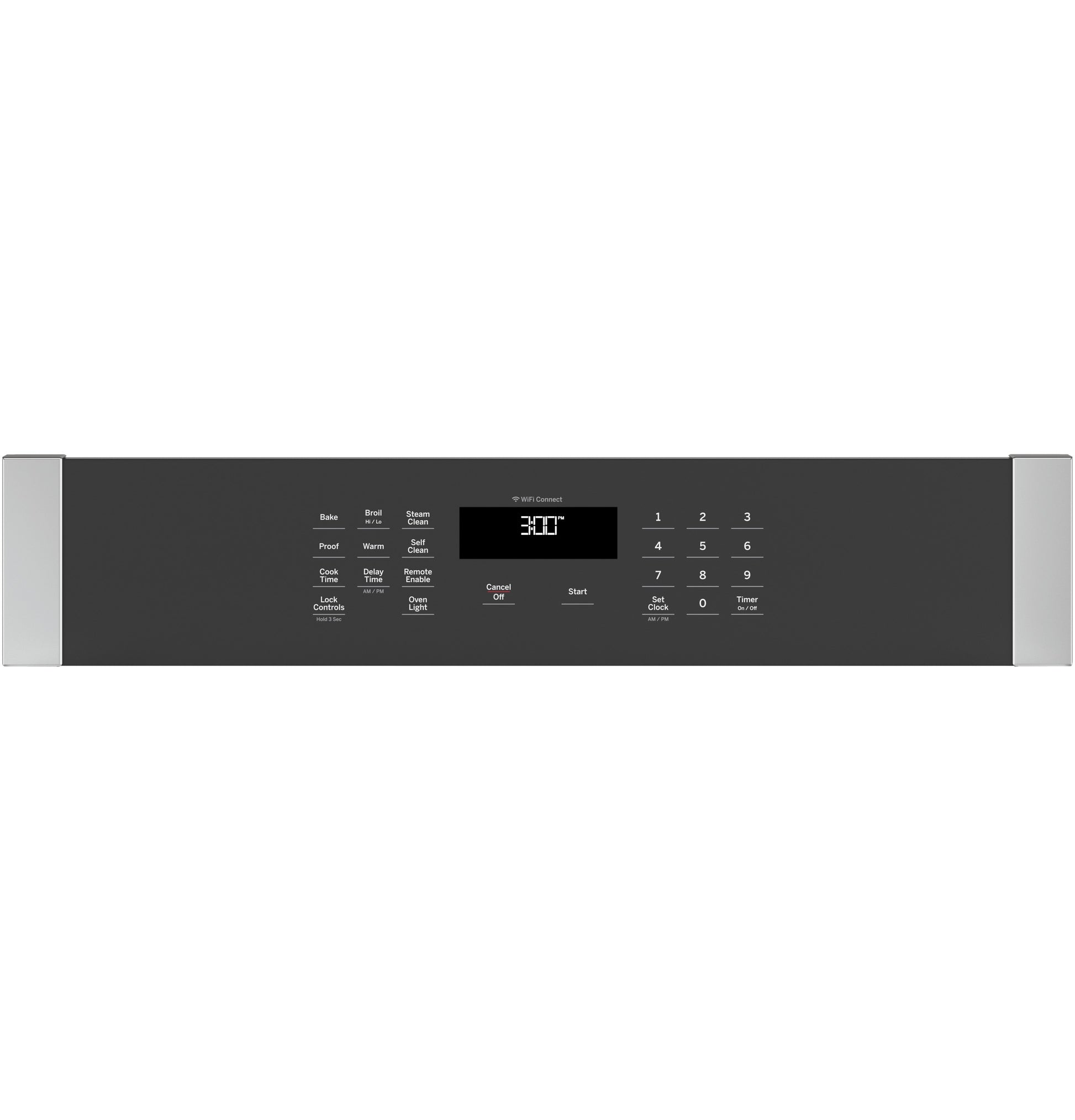 Control panel with digital display and touch buttons for cooking modes and timer on built-in oven from Single Wall Ovens collection