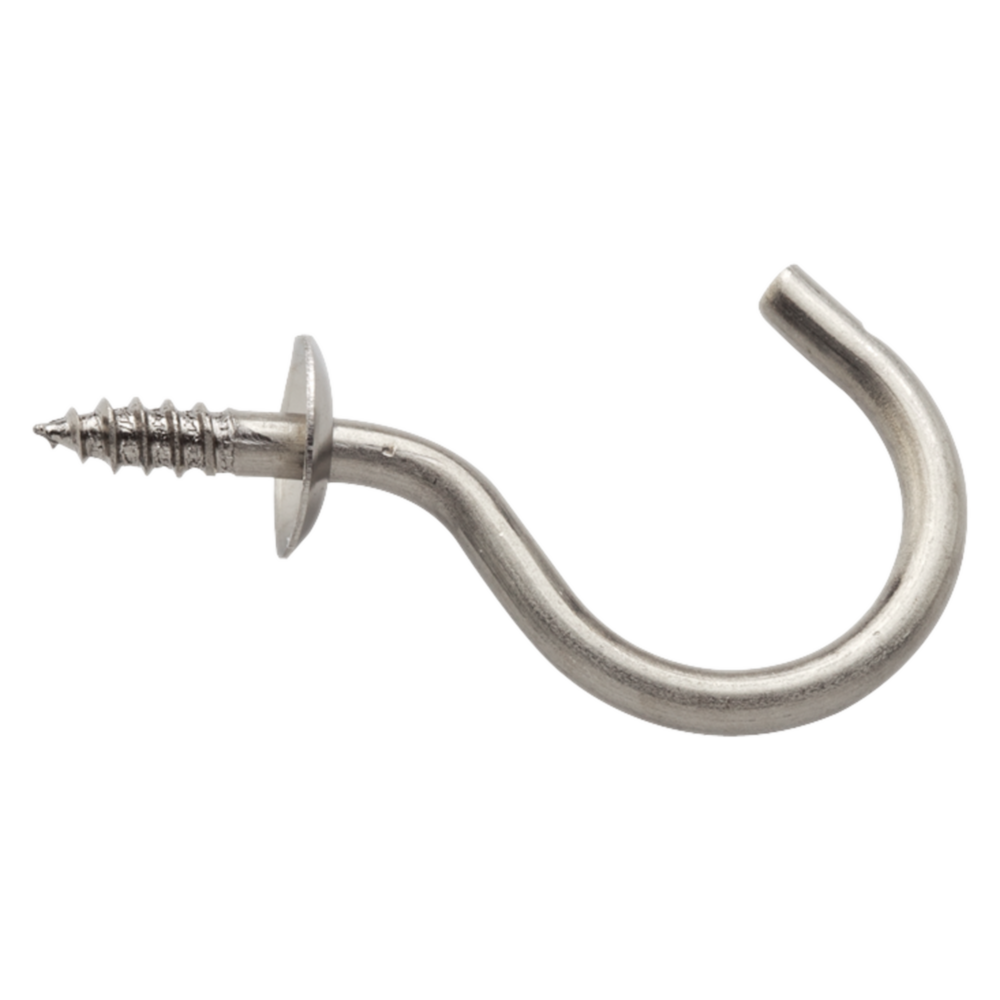 Stainless steel cup hook with threaded screw and curved design for versatile use in hardware and home improvement under $50