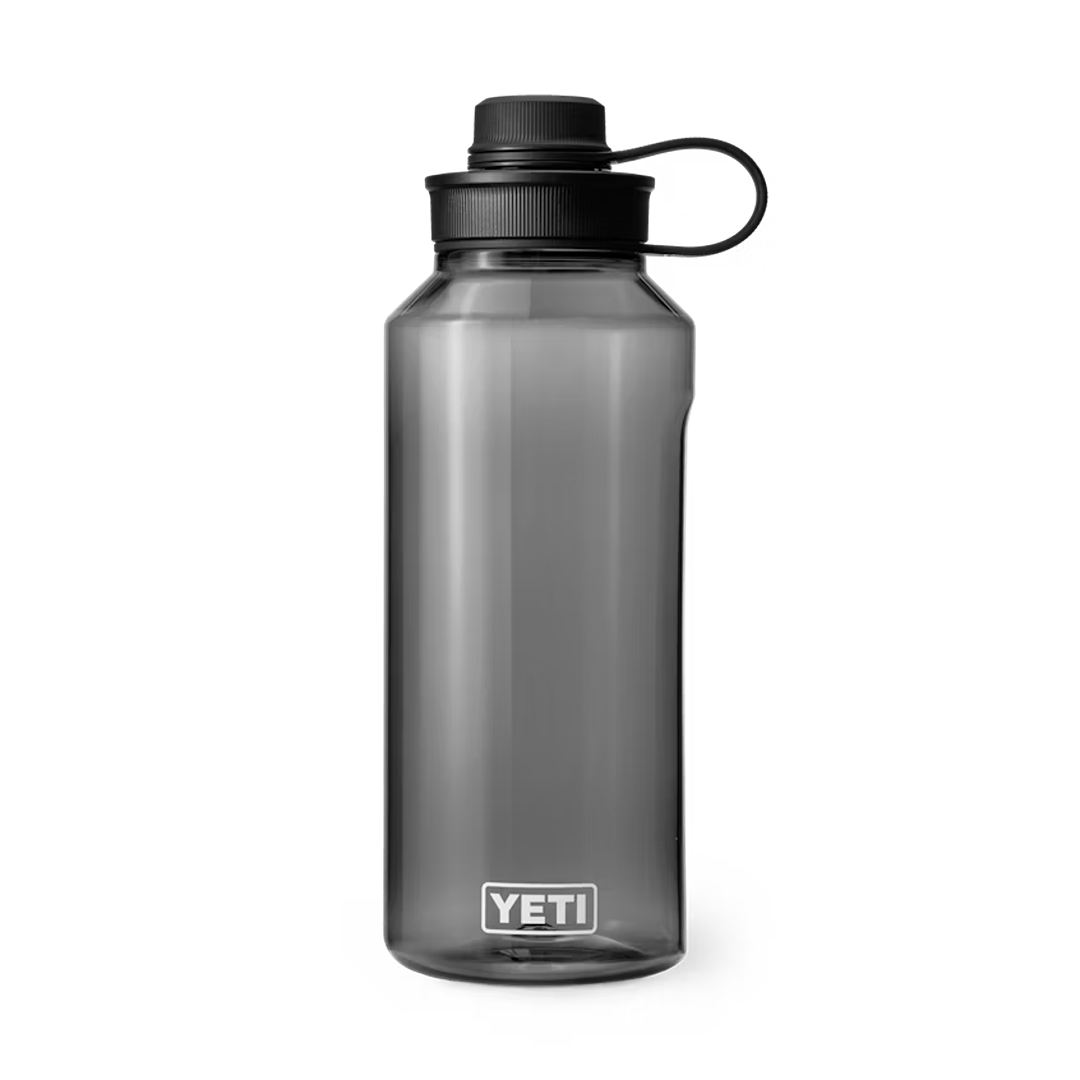 Gray 50 oz. water bottle with black tether cap, durable drinkware for kitchen, tableware, and outdoor use collections