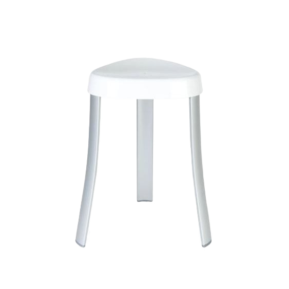 White plastic spa shower seat with three legs for bathroom safety and accessibility under $50 collection
