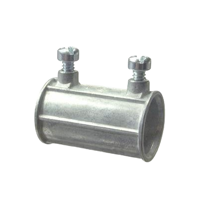 Zinc electrical conduit coupling with set screws for joining EMT pipes in electrical and home improvement collections