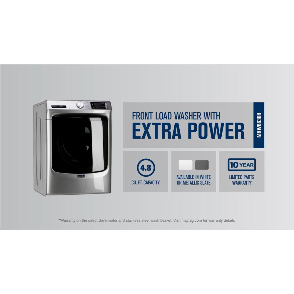 Metallic slate front load washer with 4.8 cu. ft. capacity and extra power feature in Appliances collection