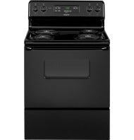 Black free-standing electric range with digital controls and four coil burners from Ranges & Electric Ranges collection