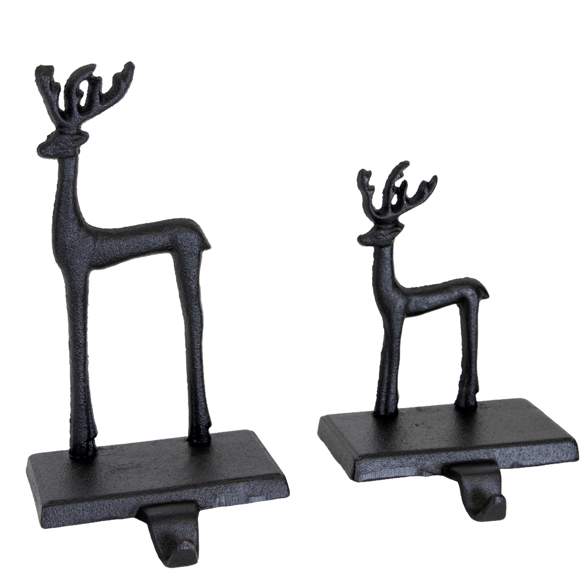 Transpac Black Iron Deer Stocking Holder, 2-Pack