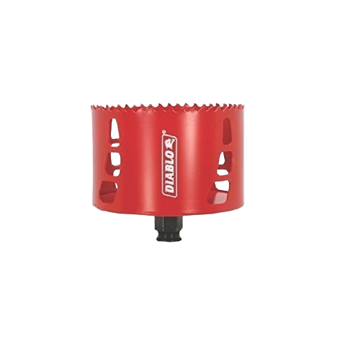 Red metal hole saw with sharp teeth and Snap-Lock mandrel for woodworking tools in Home Improvement collections under $50