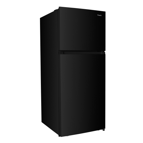 Black top mount refrigerator with pocket handle, reversible door swing, and LED lighting in appliances collection