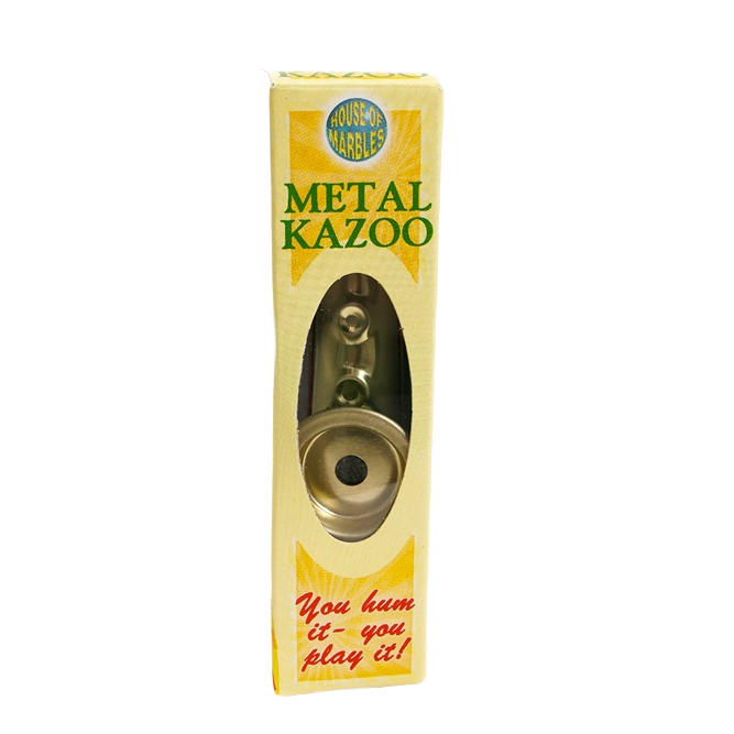 Metal kazoo toy in yellow House of Marbles packaging, part of Toys & Games and Pretend Play collections under $50