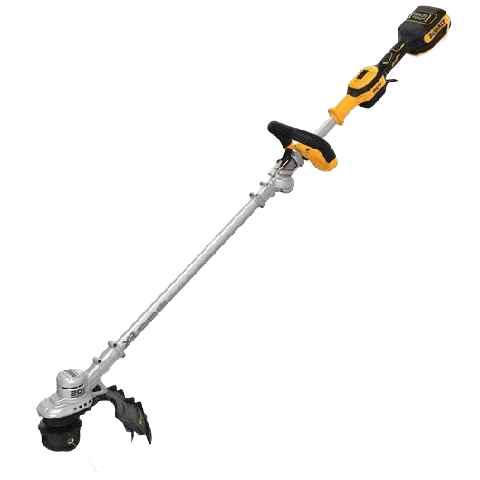 Yellow and black folding string trimmer with 20V MAX battery designed for efficient yard and home improvement tasks