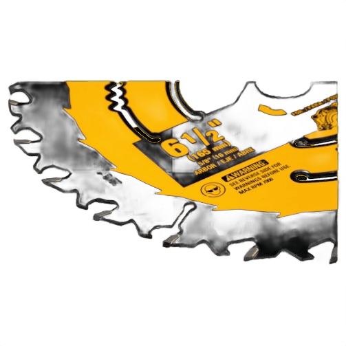 Close-up of yellow and black circular saw blade with sharp 24 teeth for precision cutting in tools and home improvement projects