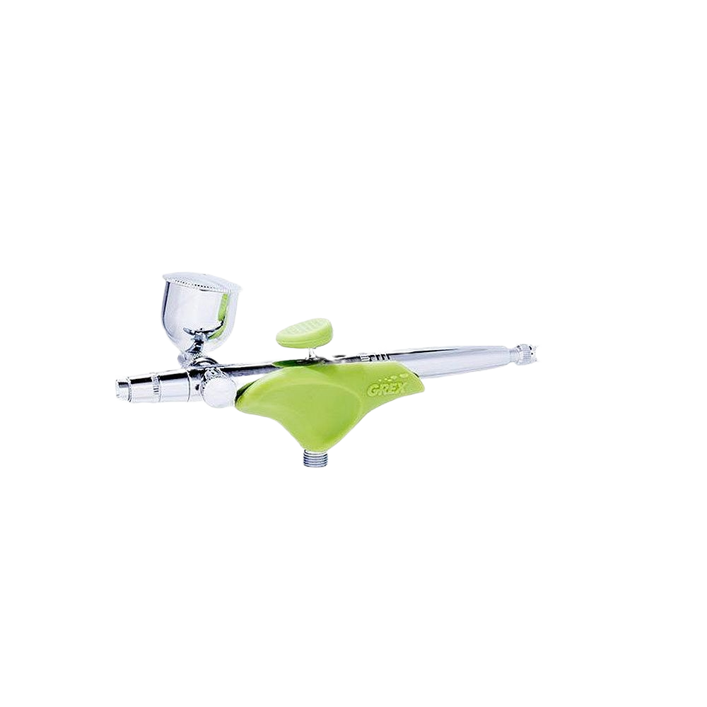 Green and chrome ergonomic side feed airbrush with 0.3mm nozzle for paint sprayers and home improvement tools collections