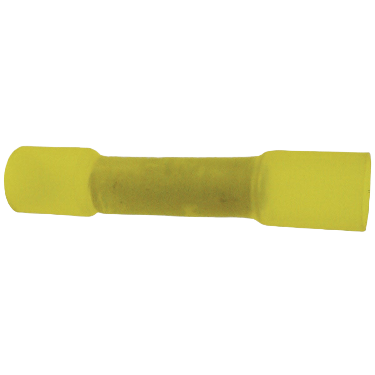 Yellow insulated butt splice connector for 12 to 10 gauge wires, suitable for electrical and home improvement use