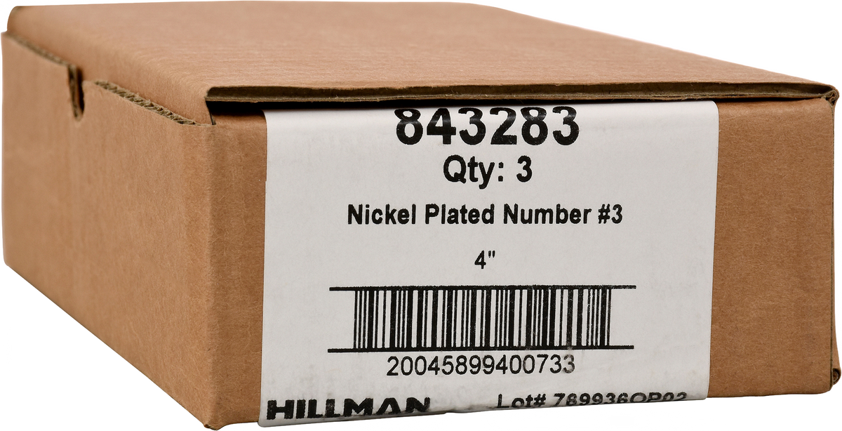 Hillman 4" Adhesive House Number 3 Nickel, 2-Pack