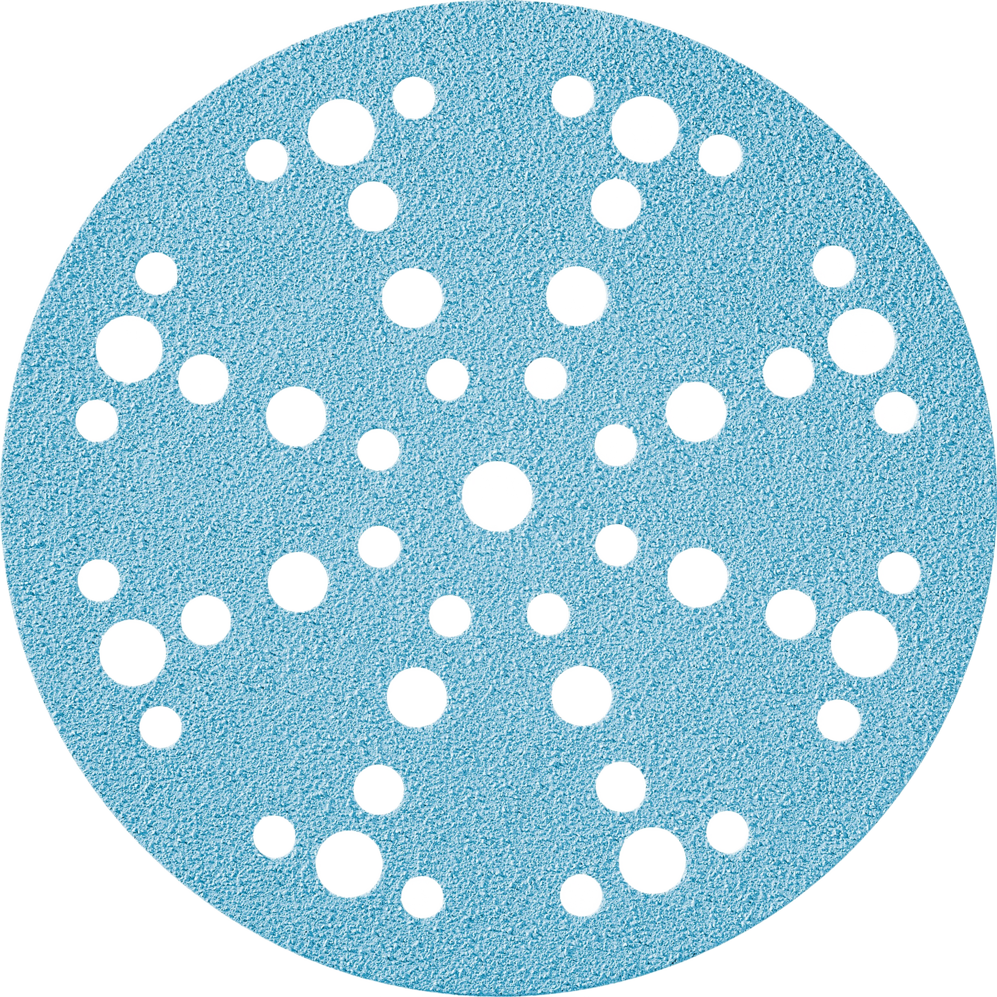 Blue abrasive sanding disc with multiple ventilation holes for power tool accessories in home improvement tools category
