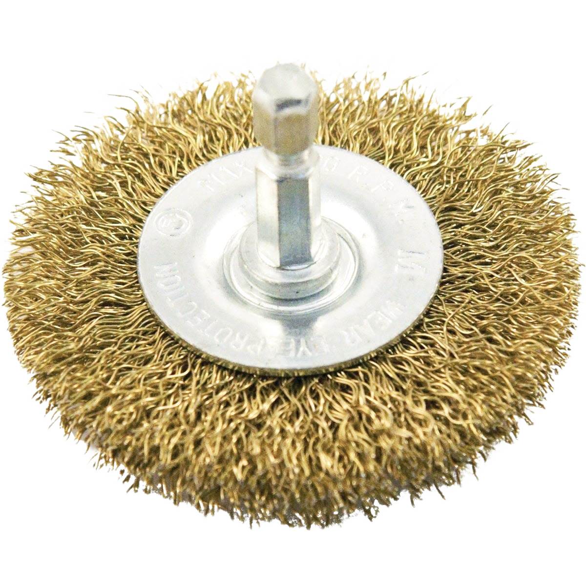 Coarse wire wheel brush with drill mounting shank for rust removal and surface preparation in home improvement tasks