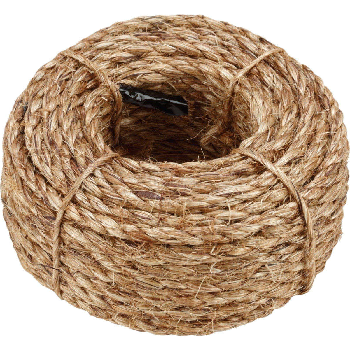 Coiled natural twisted manila rope in 1/4 inch thickness, suitable for home improvement and general use tasks