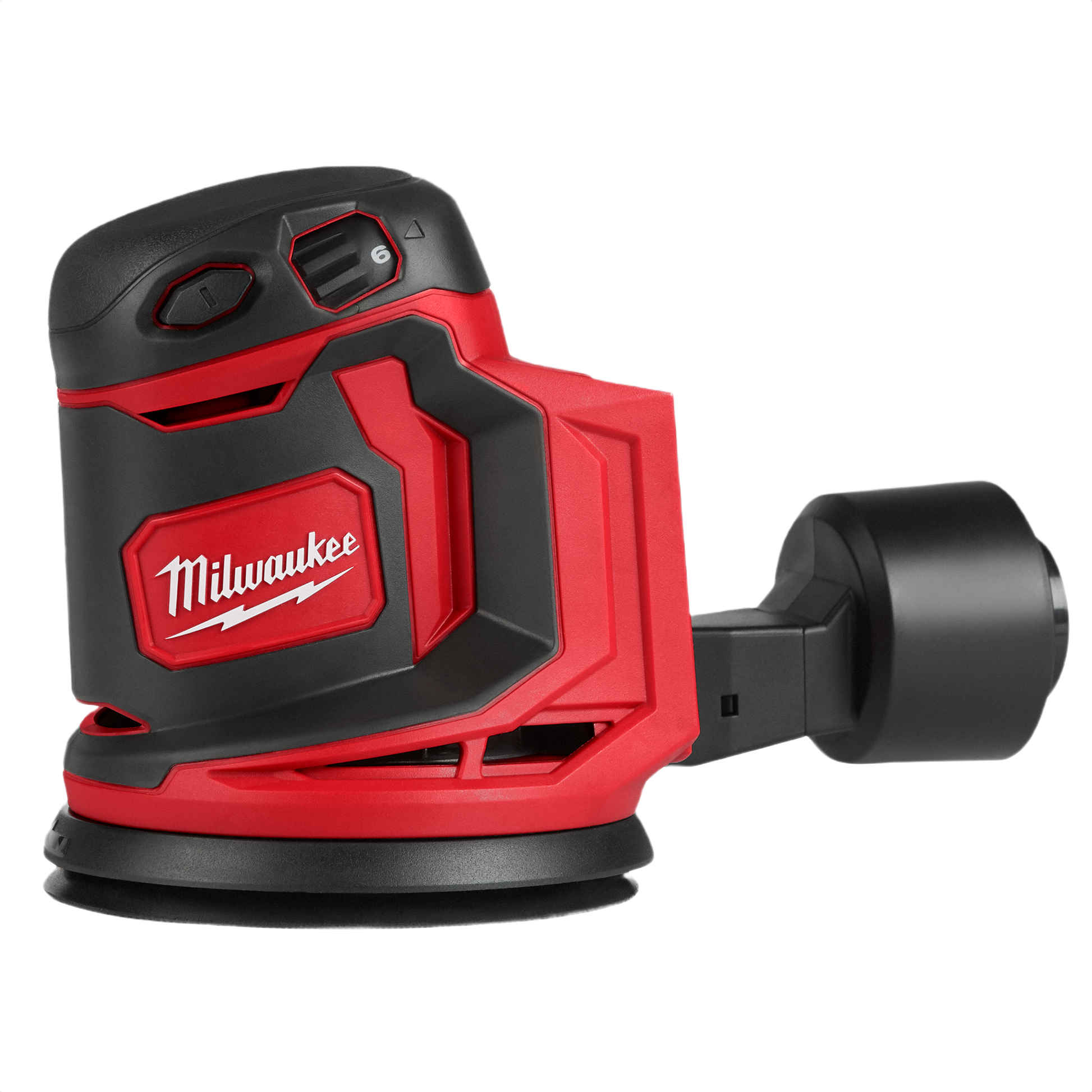 Red and black cordless random orbit sander for woodworking tools and sanding projects in home improvement collections