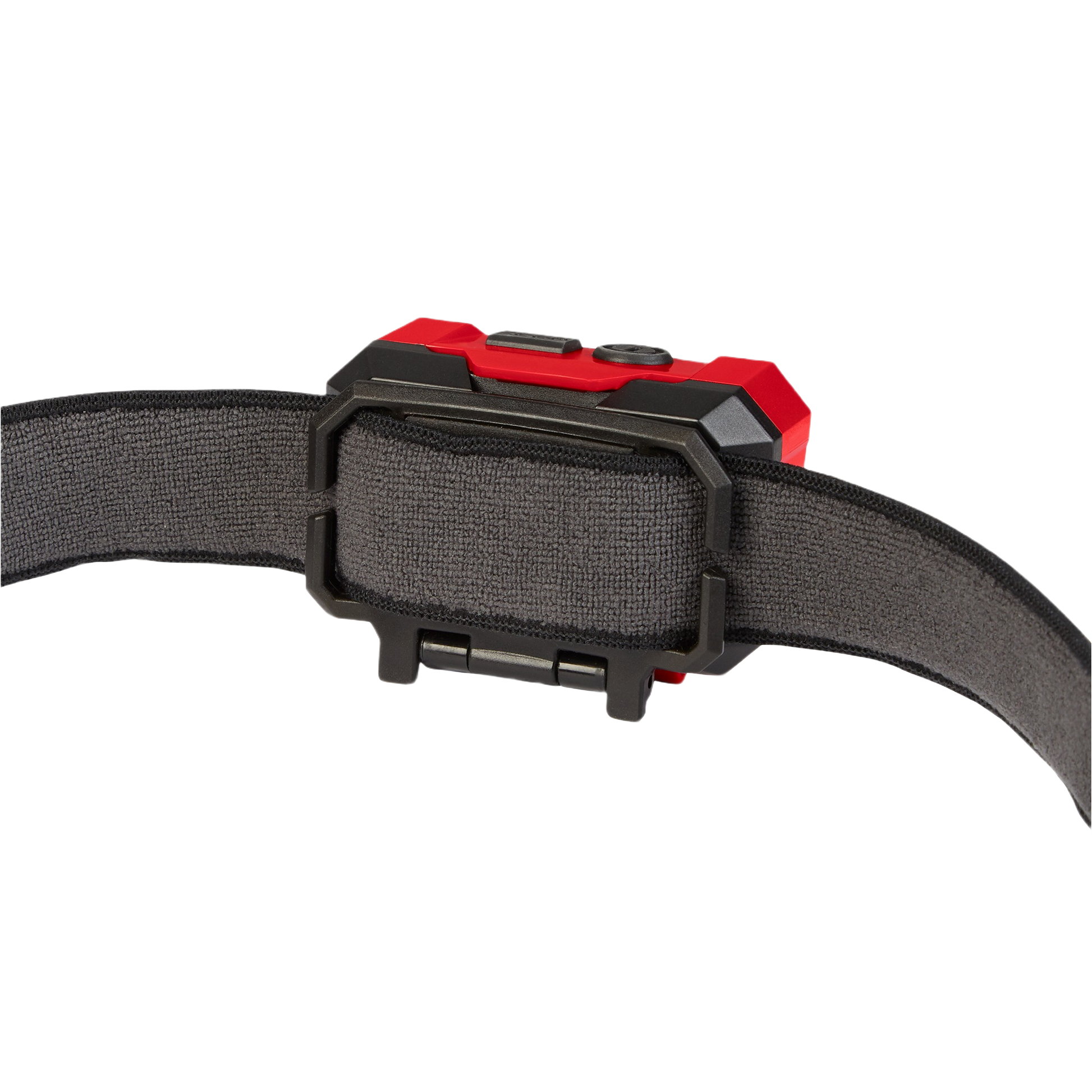 Red and black adjustable headlamp with spot and floodlight modes and elastic strap for hands-free tools and home improvement use