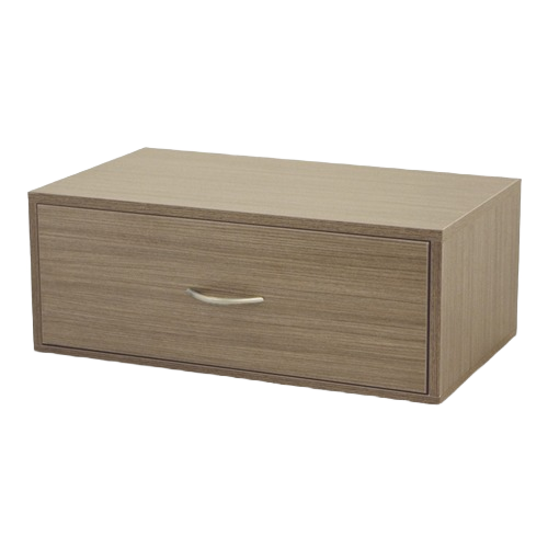 Driftwood-finish storage drawer for countertop organization in kitchenware and dorm storage collections