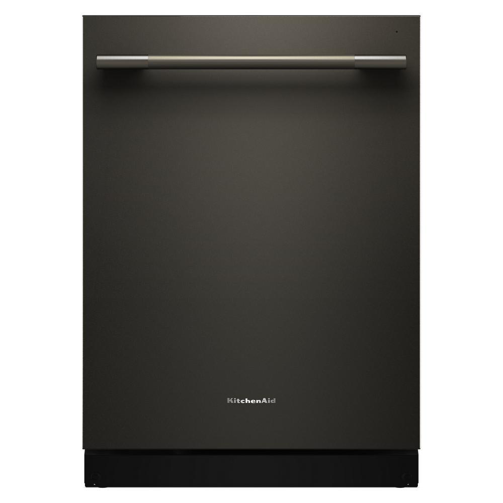 Built-in black KitchenAid dishwasher with towel bar handle in KitchenAid dishwashers and kitchen appliances collection