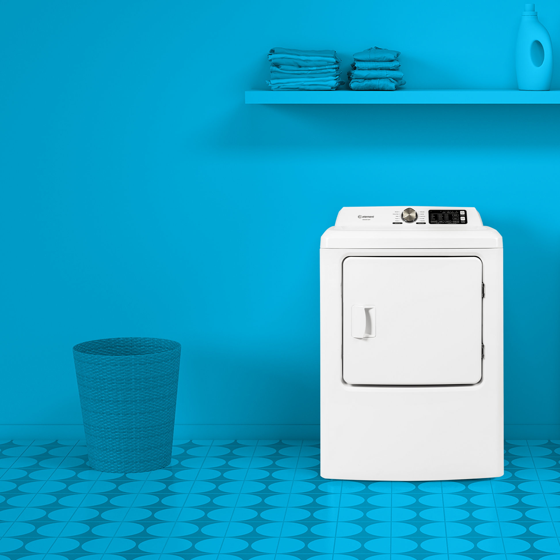 White front load gas dryer with digital display and control knob in Dryers and Appliances collections