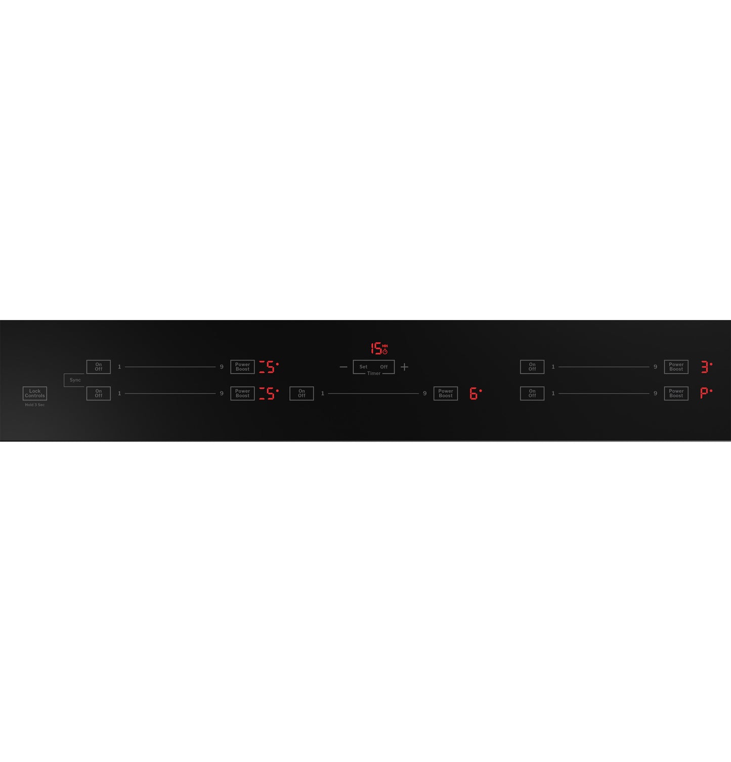 Black touch control panel with digital LED display for built-in induction cooktop in Kitchen & Kitchenware collections