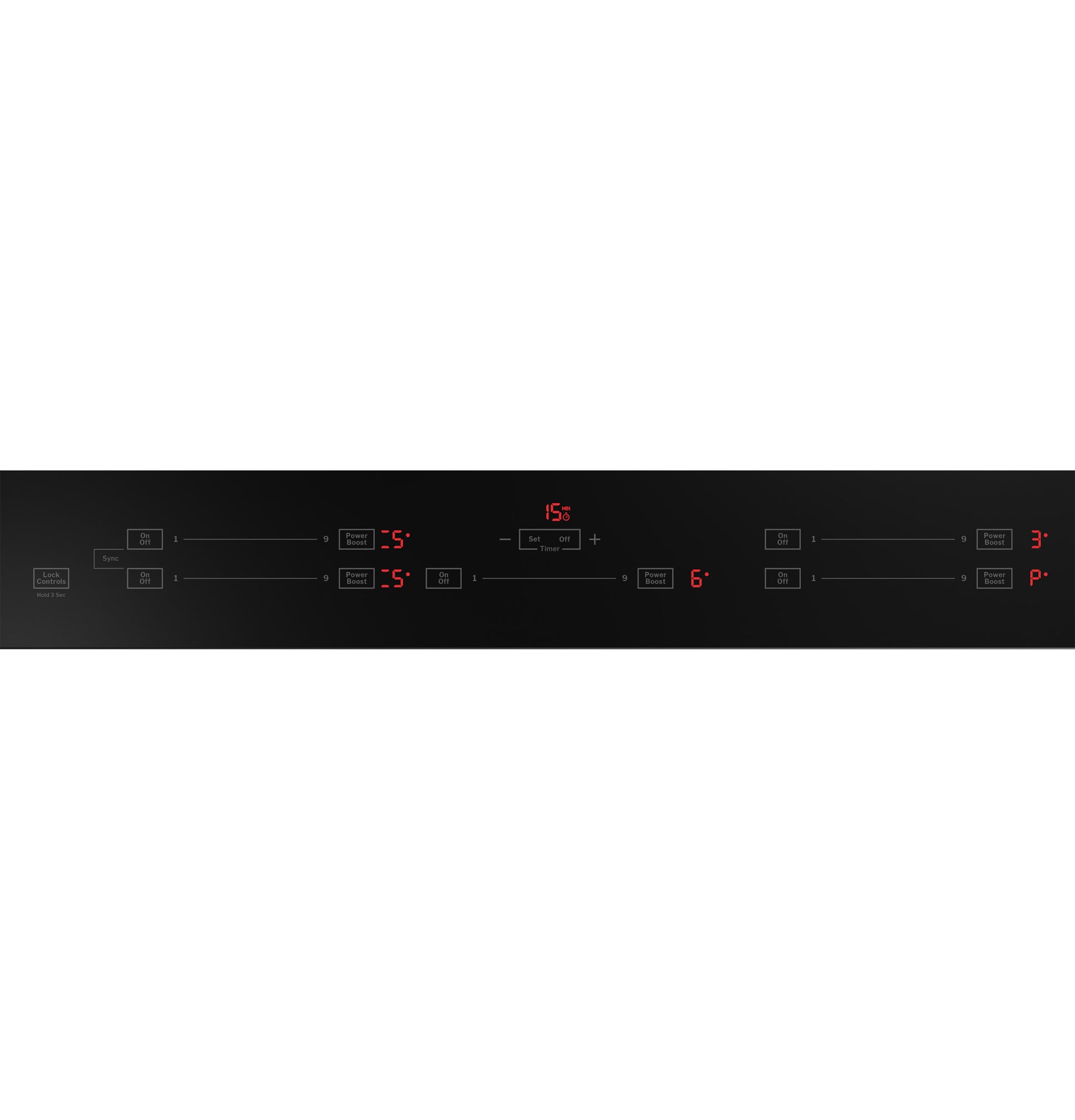 Black touch control panel with digital LED display for built-in induction cooktop in Kitchen & Kitchenware collections