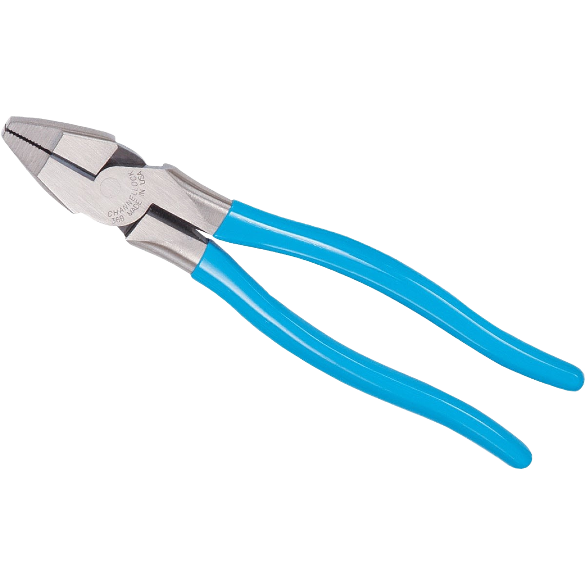 Blue-handled round nose linesman pliers with textured gripping jaws for precise home improvement tasks and tool use