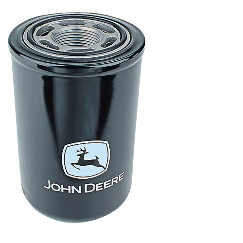 Black cylindrical hydraulic oil filter with John Deere logo for motor oils and lubricants accessories under $100 collections