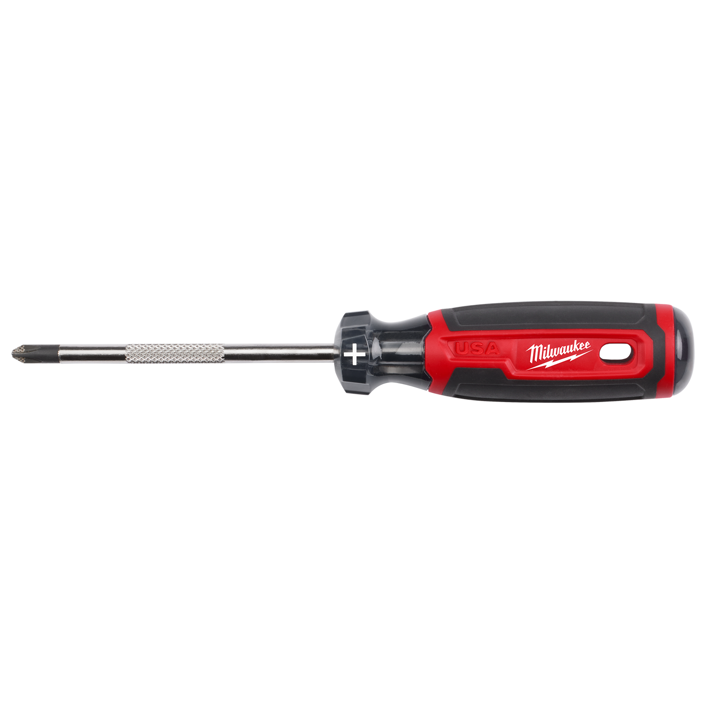 Red and black Milwaukee screwdriver with cushioned grip handle and magnetic tip for precise home improvement tasks