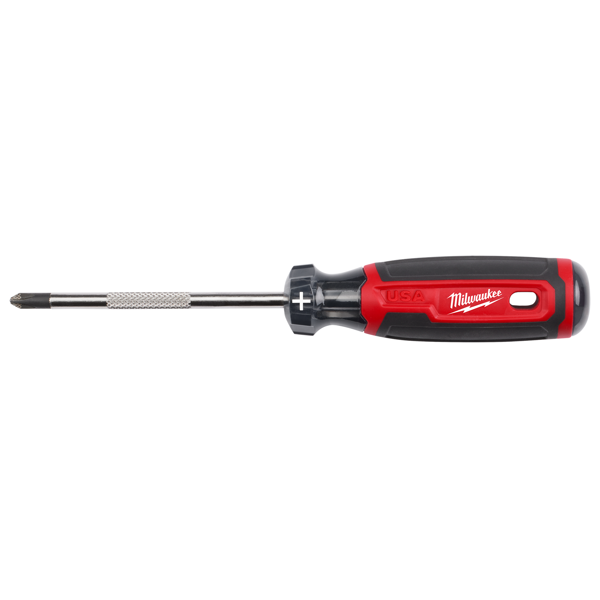 Red and black Milwaukee screwdriver with cushioned grip handle and magnetic tip for precise home improvement tasks