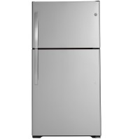 Front view of stainless steel GE top-freezer refrigerator in Appliances and Kitchen & Kitchenware collections