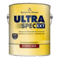 Yellow Benjamin Moore Ultra Spec exterior satin paint can in Paints, Stains & Sealer and Exterior Wall Paint collections