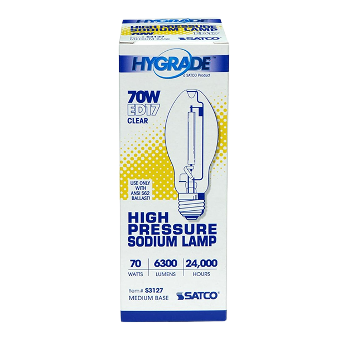 Satco 70 watt high pressure sodium lamp with medium base, clear glass, for outdoor lighting and home improvement under $50