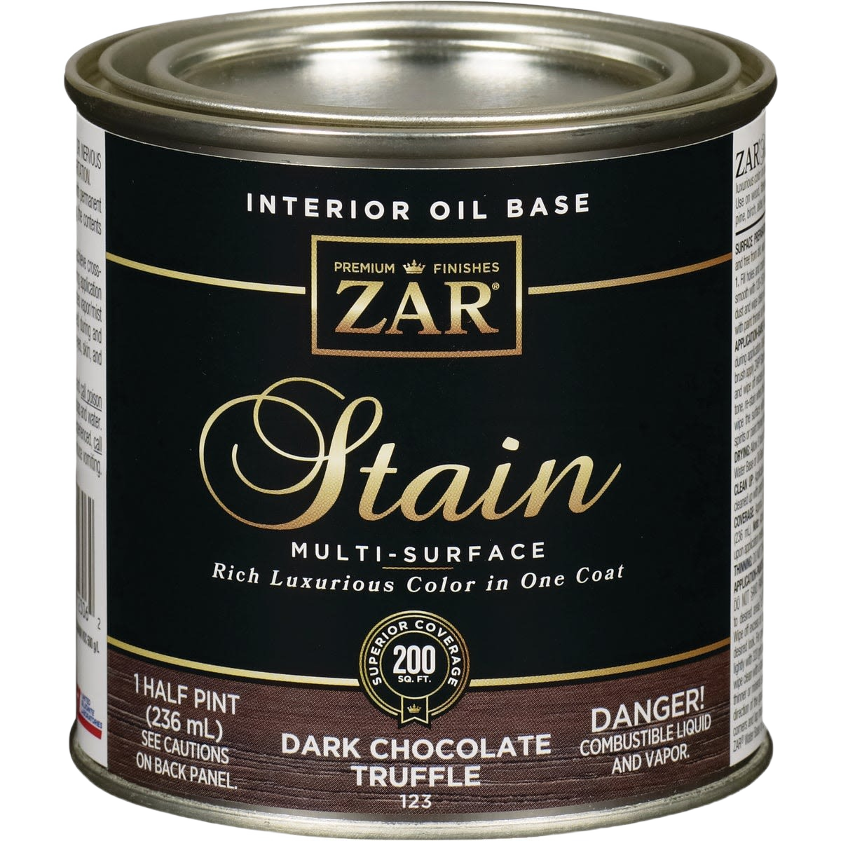 Half pint can of dark chocolate truffle interior oil base stain for wood finishing in stains and sealers collections