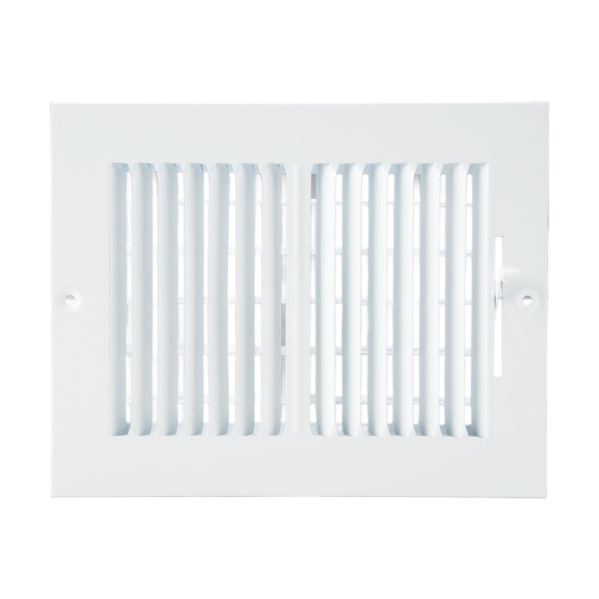 White steel 3-way wall register with adjustable louvers for ventilation in plumbing and home improvement collections