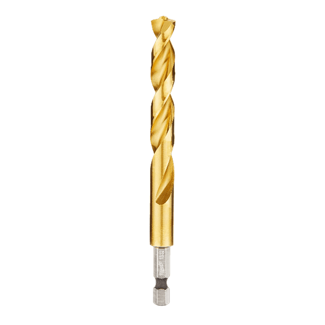 Gold titanium drill bit with hex shank for enhanced durability in power tool accessories and home improvement projects