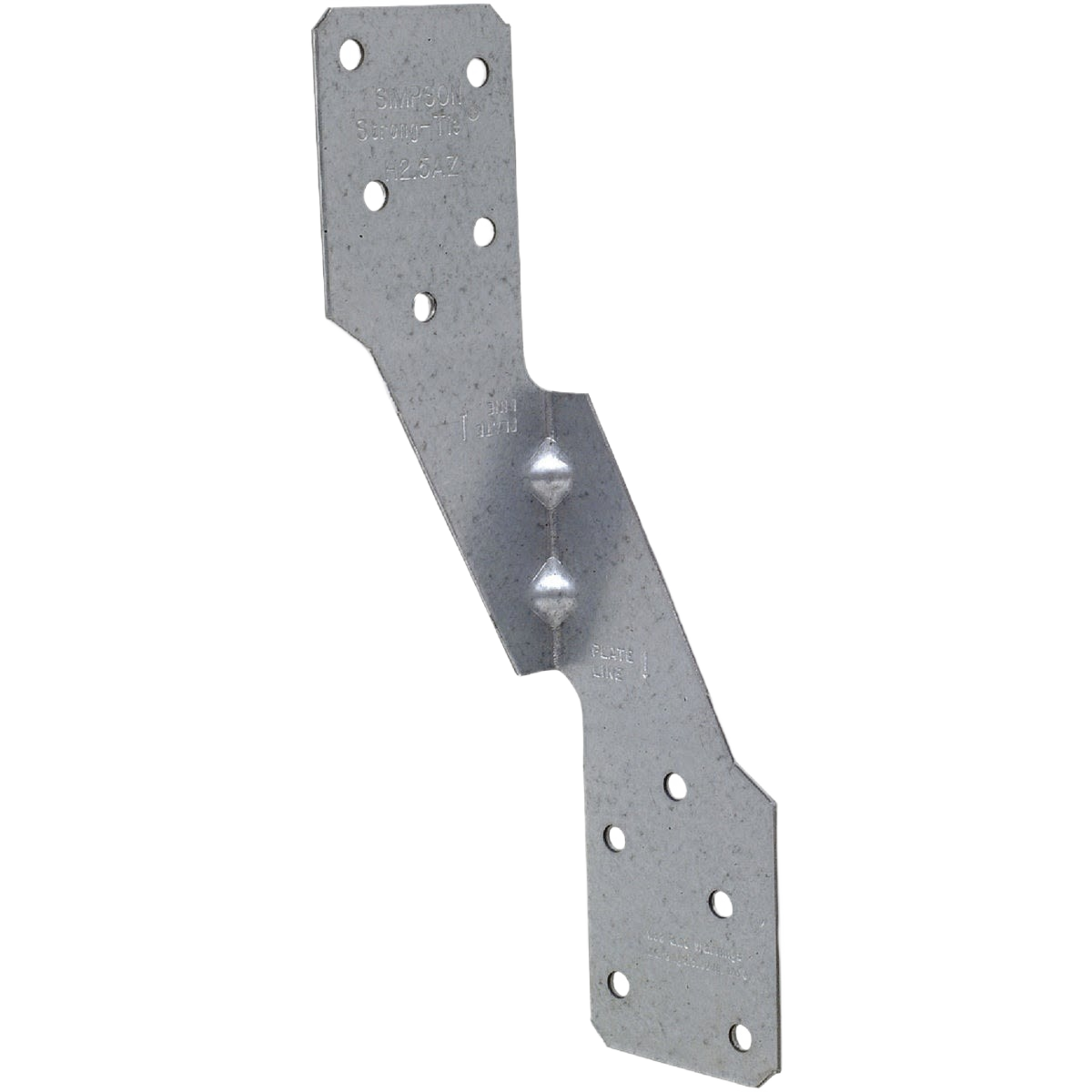 Galvanized steel hurricane tie connector for securing rafters to top plates in lumber and building materials collections