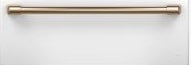 Stainless steel warming drawer handle from kitchen appliances collection, designed for easy access and durability in home improvement.