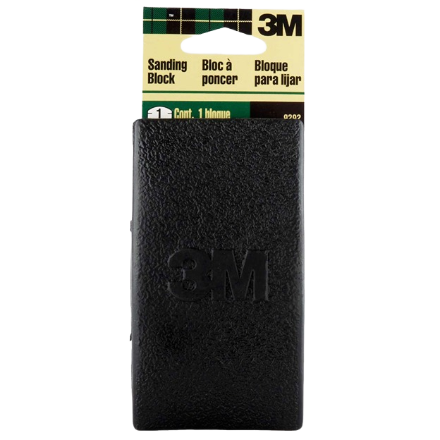 Black textured 3M sanding block with durable grip for precise sanding in home improvement and sandpaper tool collections