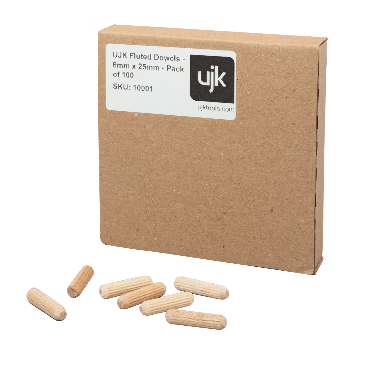 UJK Fluted Dowels - 6mm x 25mm - Pack of 100