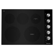 30-inch black electric cooktop with five heating elements and side knob controls in Cooktops and Appliances collections