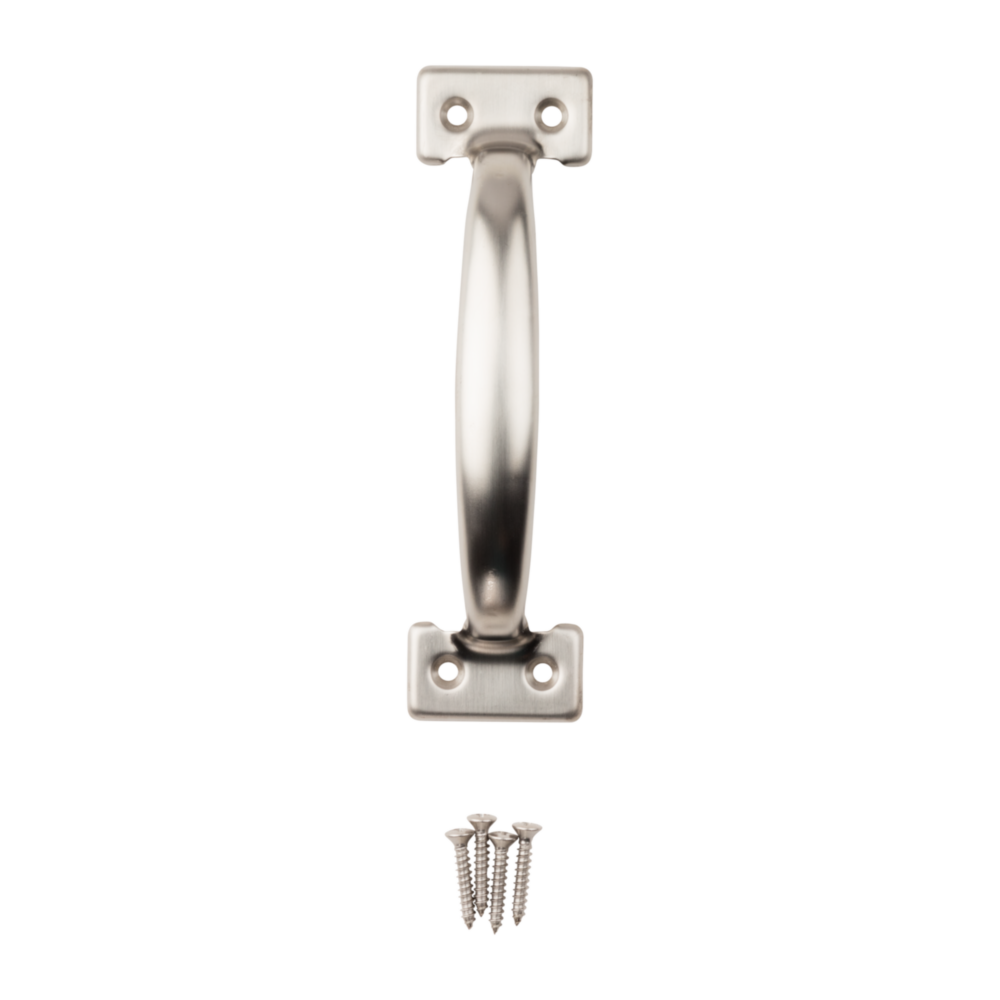 6-1/2 inch stainless steel utility door pull with corrosion-resistant finish and mounting screws for door accessories collections