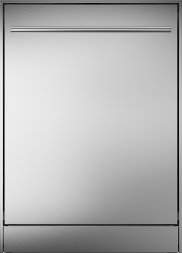 Stainless steel built-in dishwasher with pro handle and sleek, minimalist design, suitable for outdoor kitchen and appliance collections.