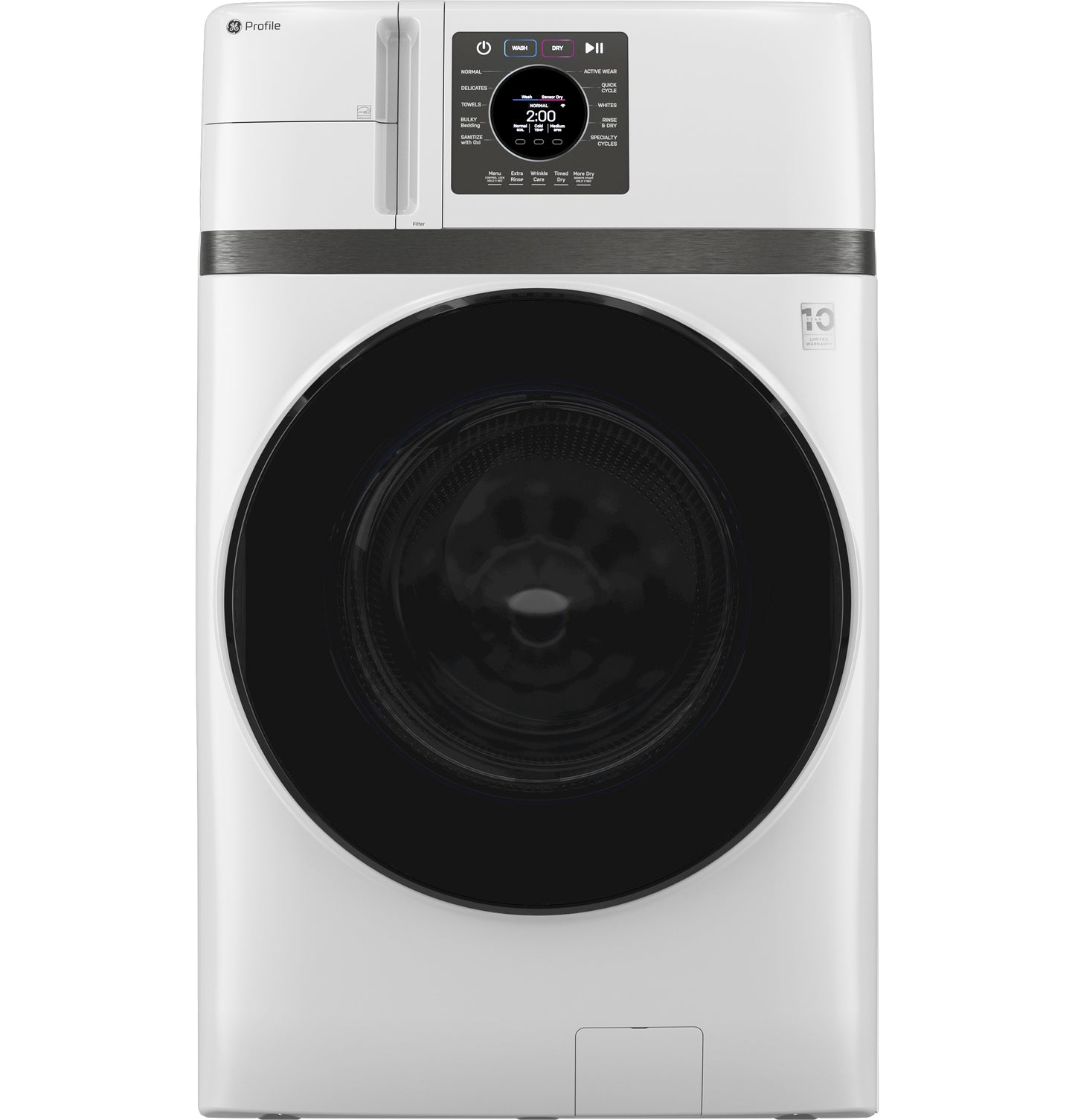 White front-load combo washer and dryer with digital control panel in Washers & Dryers and Appliances collections