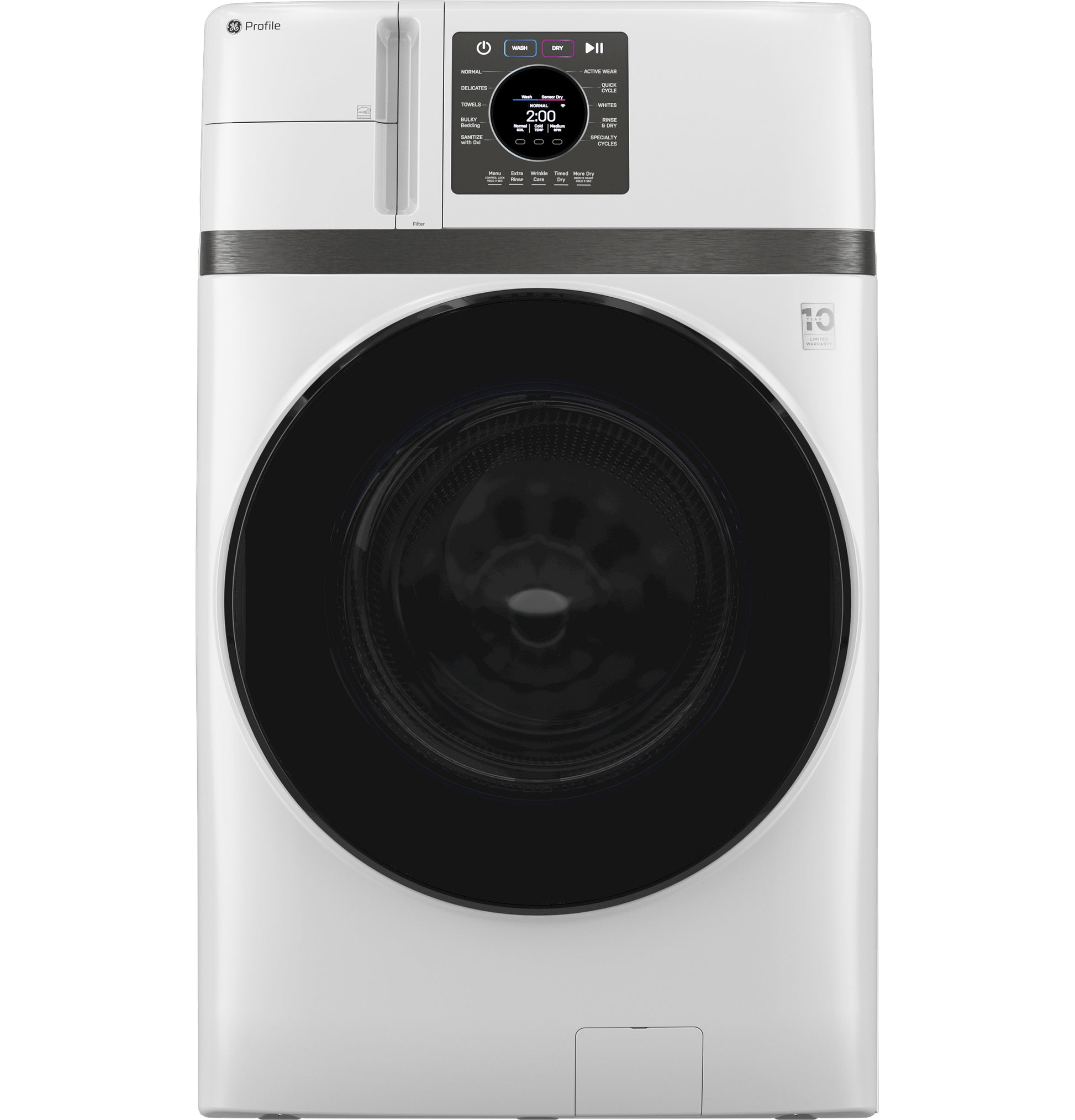 White front-load combo washer and dryer with digital control panel in Washers & Dryers and Appliances collections