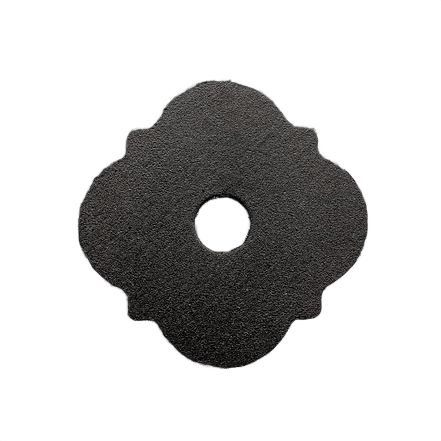 Black decorative washer with textured finish for wood-to-wood connections in lumber and building materials projects