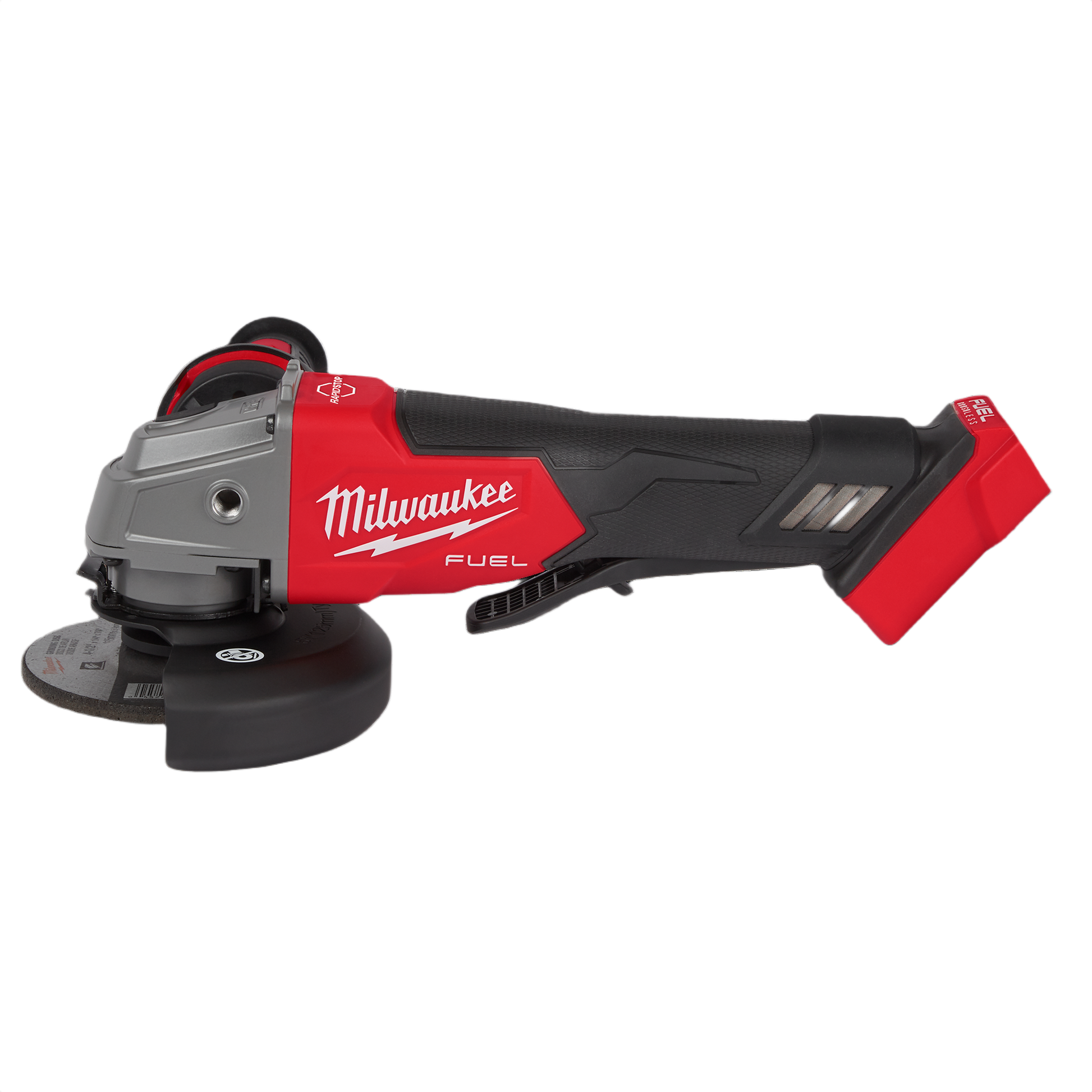 Cordless Milwaukee M18 FUEL grinder with paddle switch, designed for power tool and home improvement use